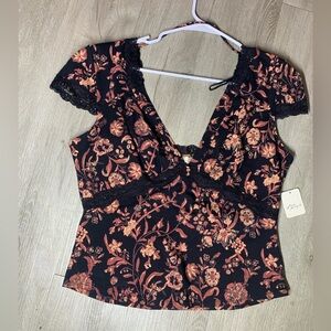 Free People Emery Print Floral Crop Top